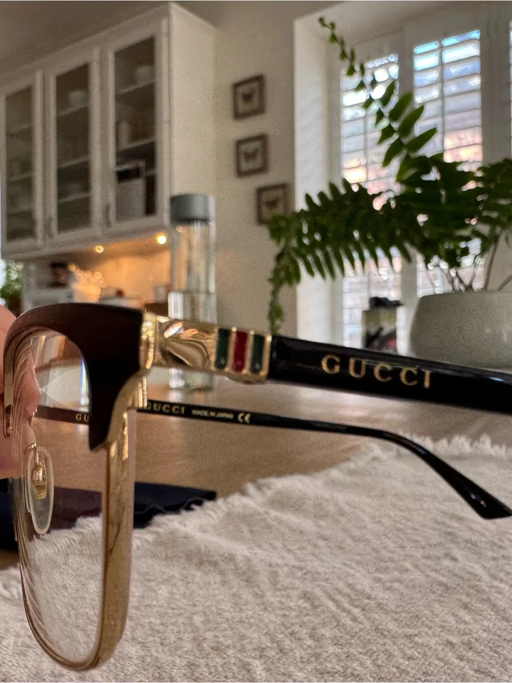 Gucci Black and Gold Browline Eyeglasses